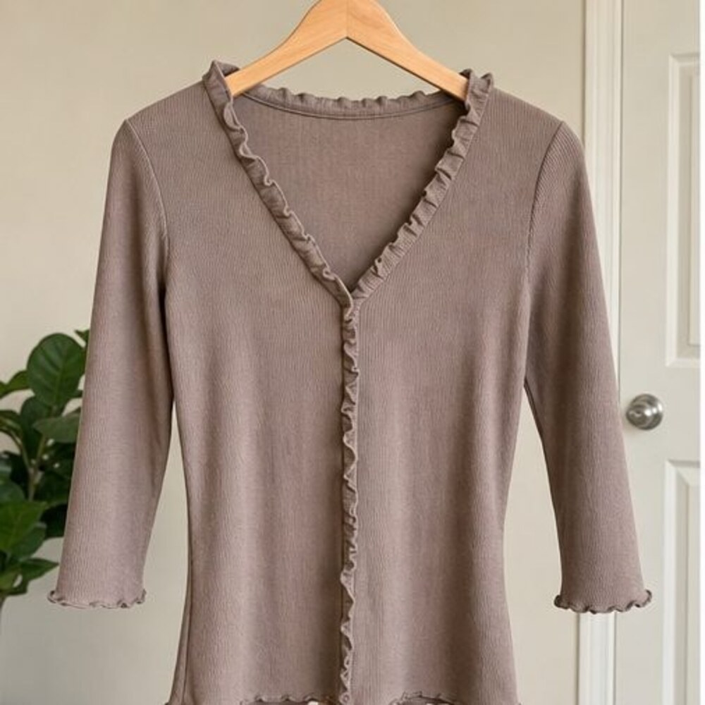 Taupe Button Blouse